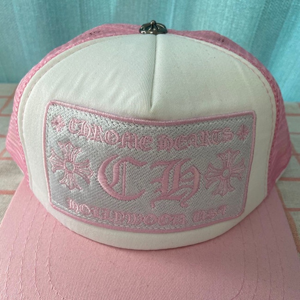 Chrome Hearts Pink And White Breathable All Match Sports Hat - Picture 4 of 7